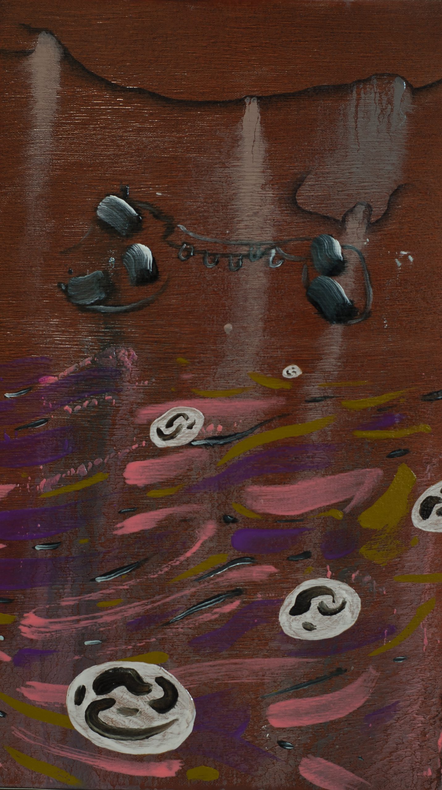 夫婦岩と色の間にあるリズムに沿って Along the rhythm that is between a MEOTOIWA and colors [Oil on canvas, 41×24.2cm, 2020]