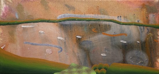 Another Lake [Oil on cotton cloth, Medium, 19×40cm, 2023]
